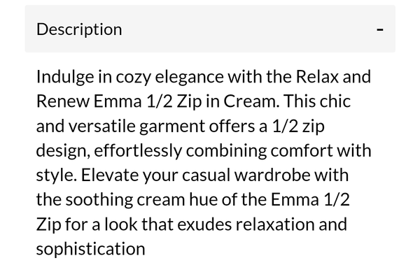 Emma cream half zip