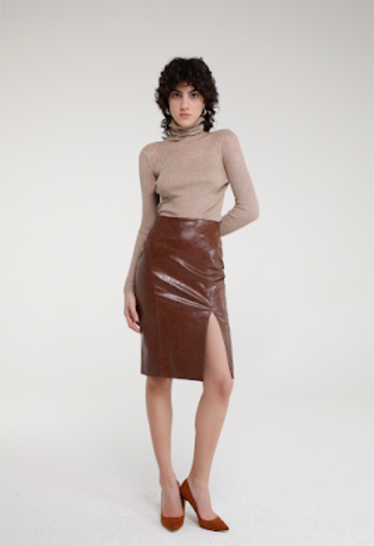 Goa Goa brown faux leather skirt