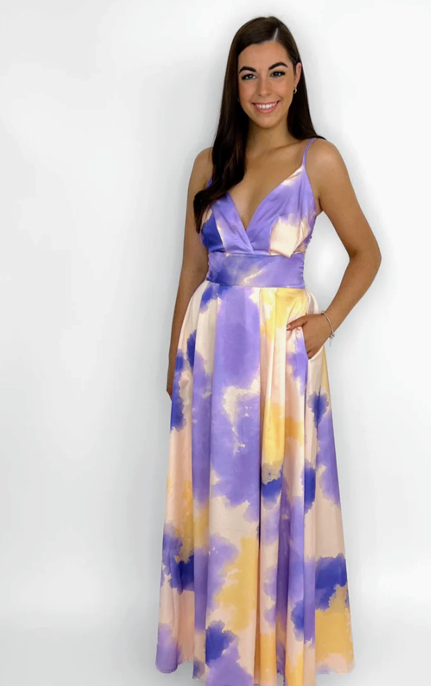 Lola purple print dress