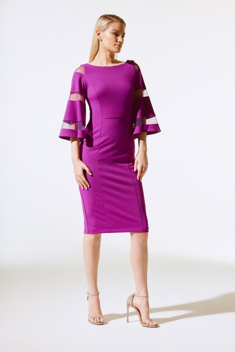 Scuba Crepe with Mesh Sheath Dress 243733