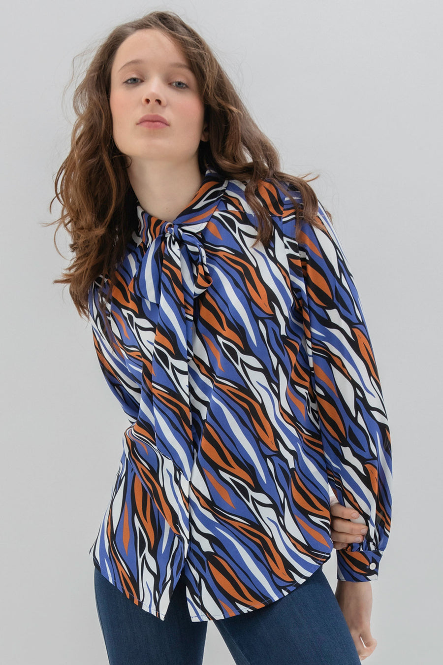 Marble 7690 cobalt blue blouse