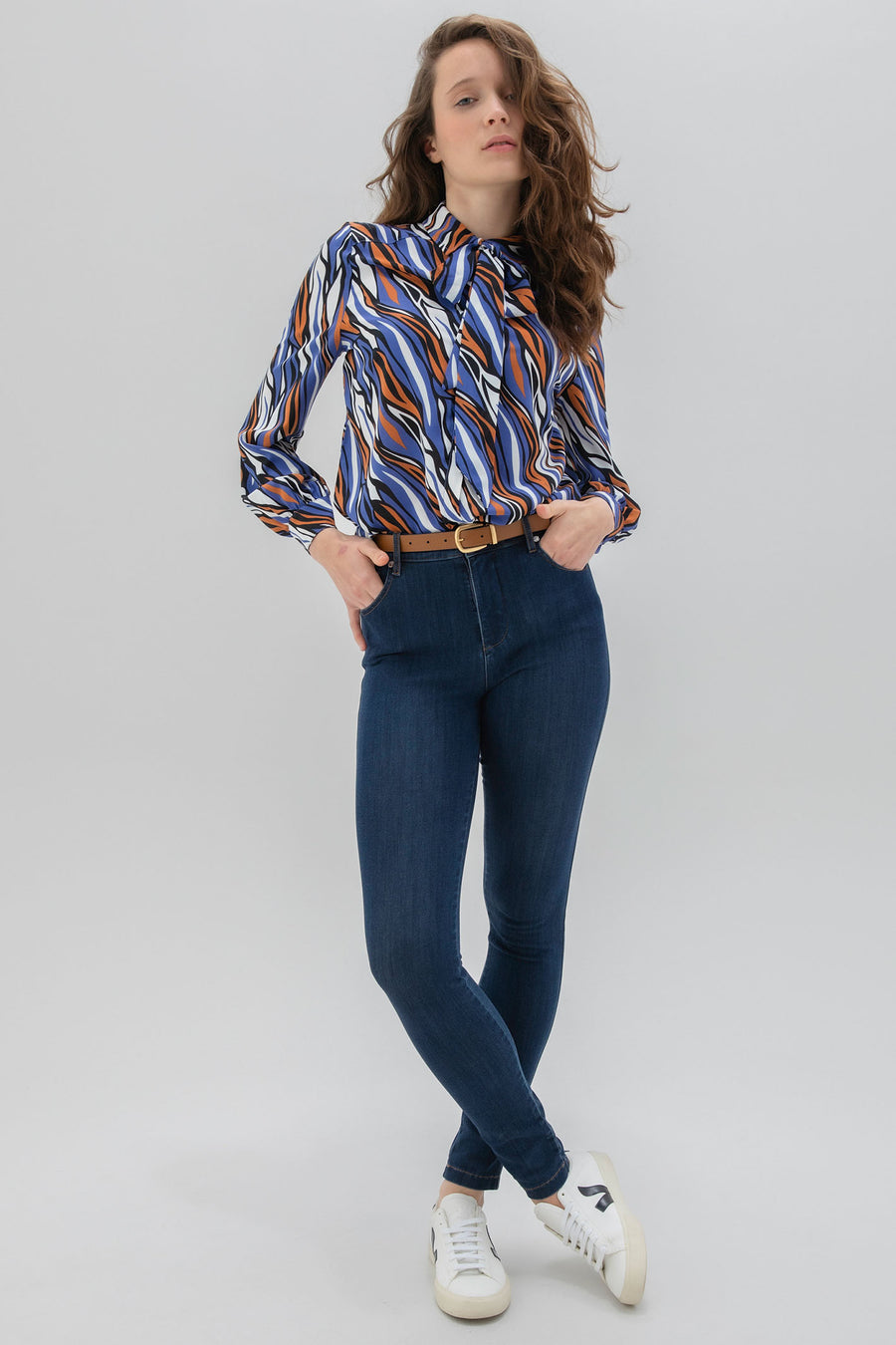 Marble 7690 cobalt blue blouse