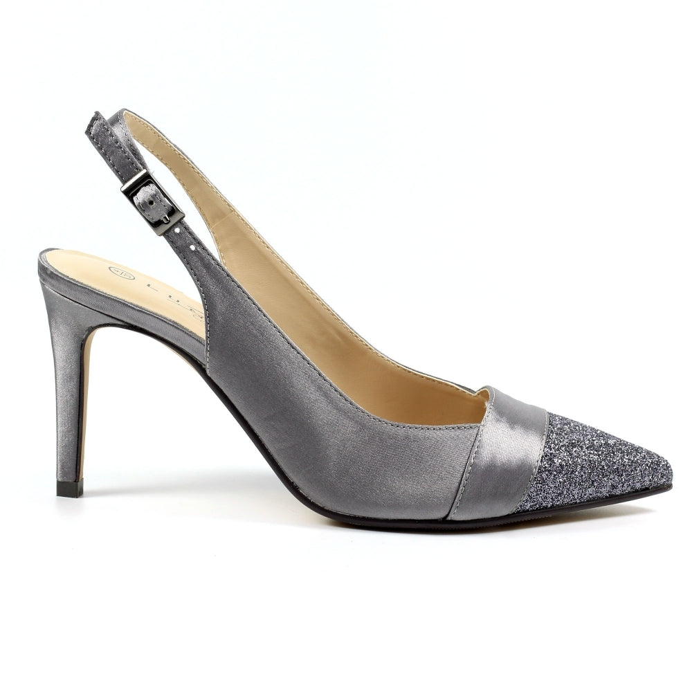 Rowena dark grey slingback Court shoe.