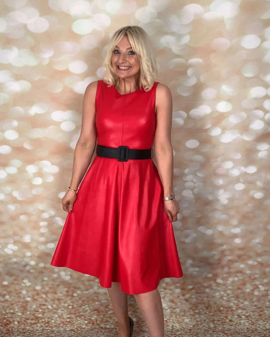 Rhinocinento red leatherette dress