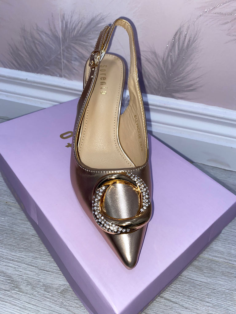 Rose gold sling back cheap shoes