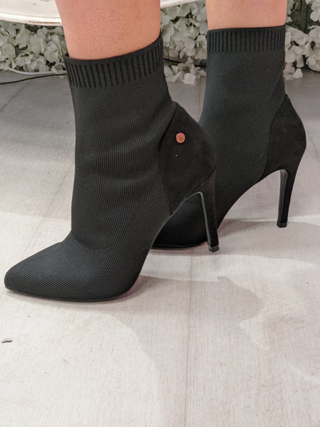 Roxanne black Stiletto sock boot