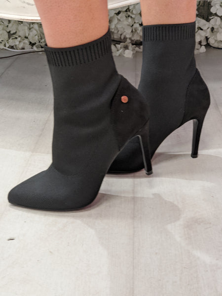 Roxanne black Stiletto sock boot