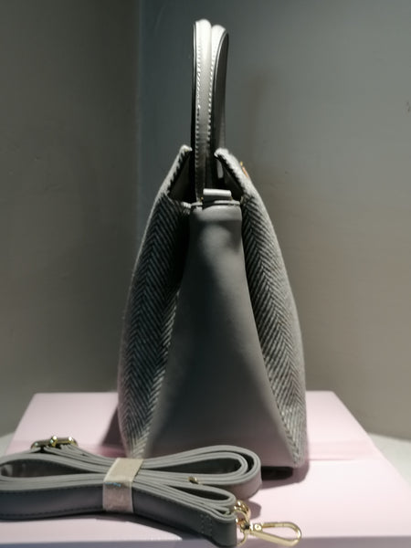 light grey herringbone handbag 8006