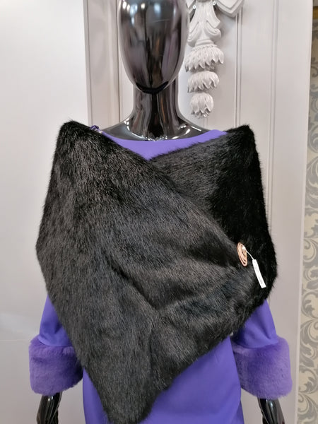 black faux fur wrap