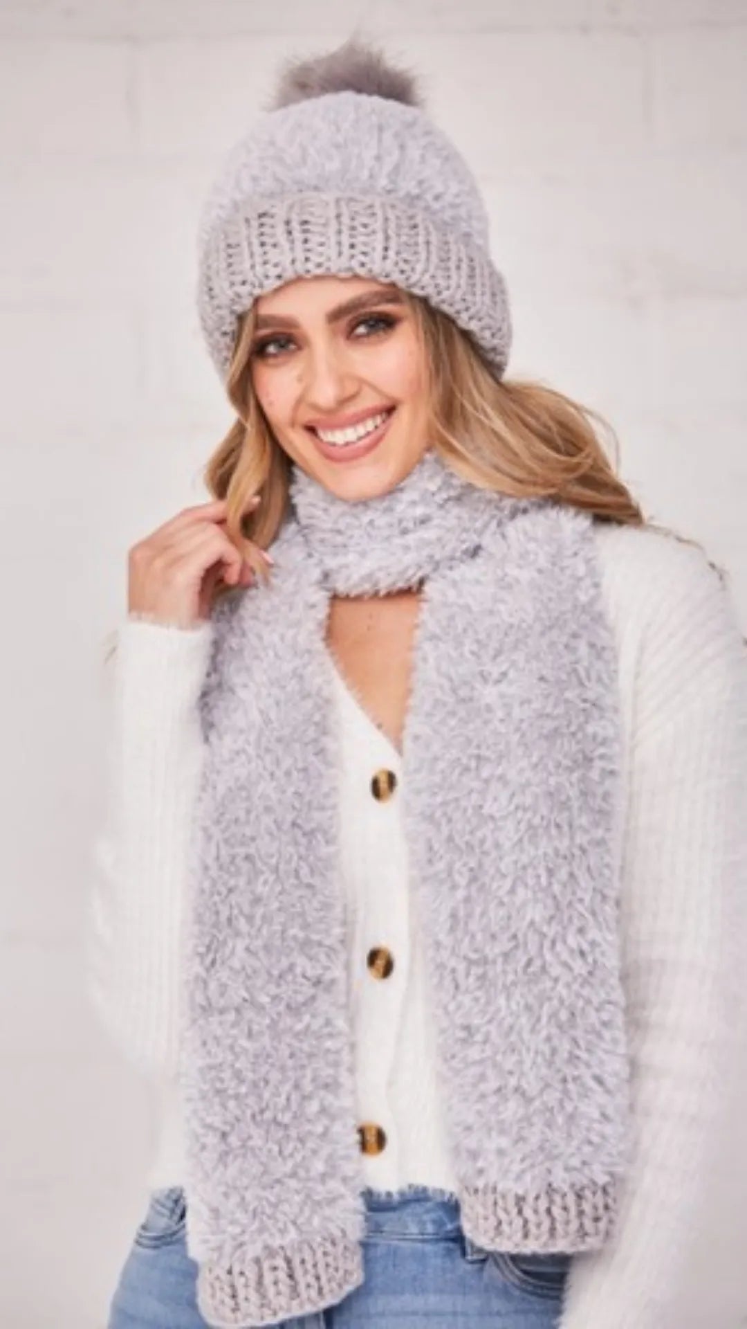 Grey hat and scarf