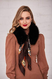 Black fur collar and scarf set