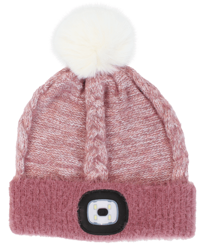 Pink hat with rechargeable light